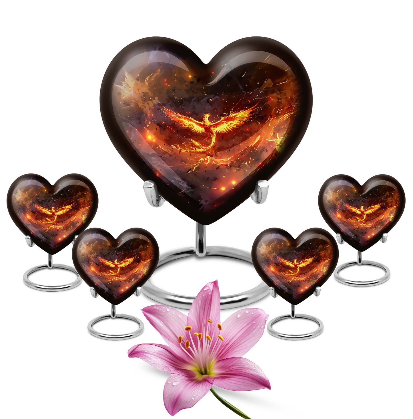 Phoenix Heart Design Cremation Urn for Male Adults