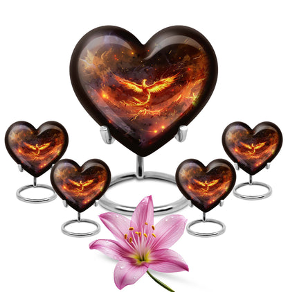 Phoenix Heart Design Cremation Urn for Male Adults
