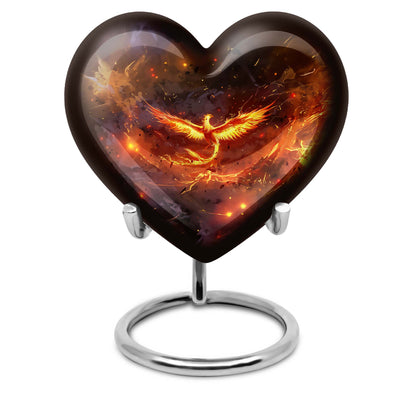 Phoenix Heart Design Cremation Urn for Male Adults