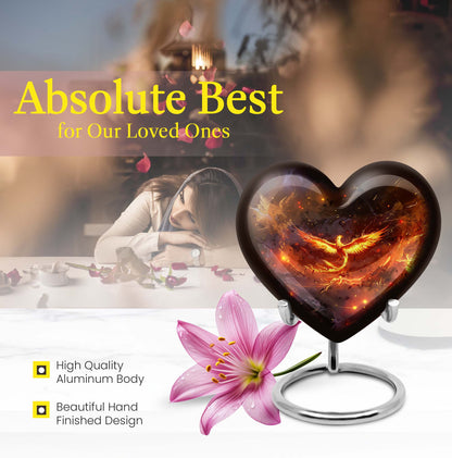 Phoenix Heart Design Cremation Urn for Male Adults
