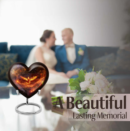 Phoenix Heart Design Cremation Urn for Male Adults