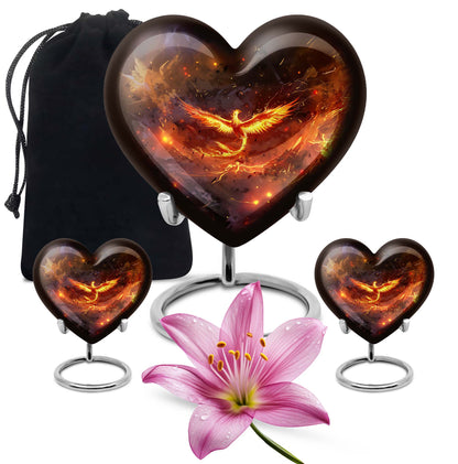 Phoenix Heart Design Cremation Urn for Male Adults