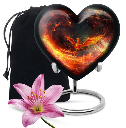 Phoenix heart-shaped urn for mom