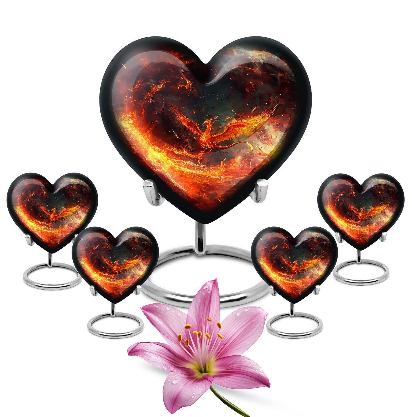 Phoenix heart-shaped urn for mom