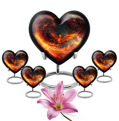 Phoenix heart-shaped urn for mom
