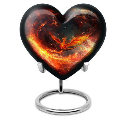 Phoenix heart-shaped urn for mom