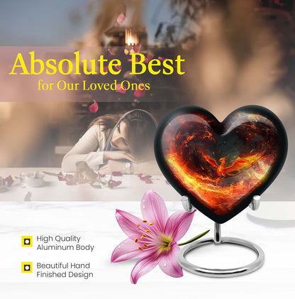 Phoenix heart-shaped urn for mom