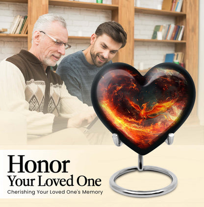 Phoenix heart-shaped urn for mom