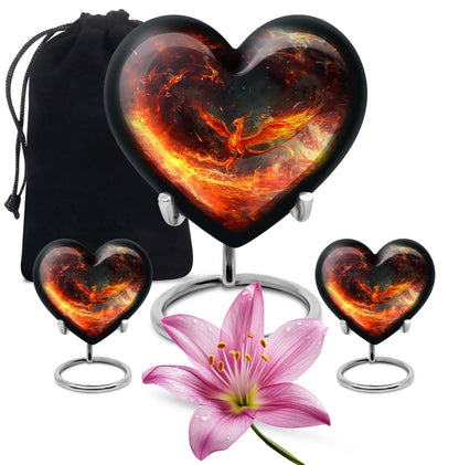 Phoenix heart-shaped urn for mom