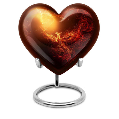 10-inch Phoenix heart-shaped burial urn, personalized engraving, suitable for adult male and female.