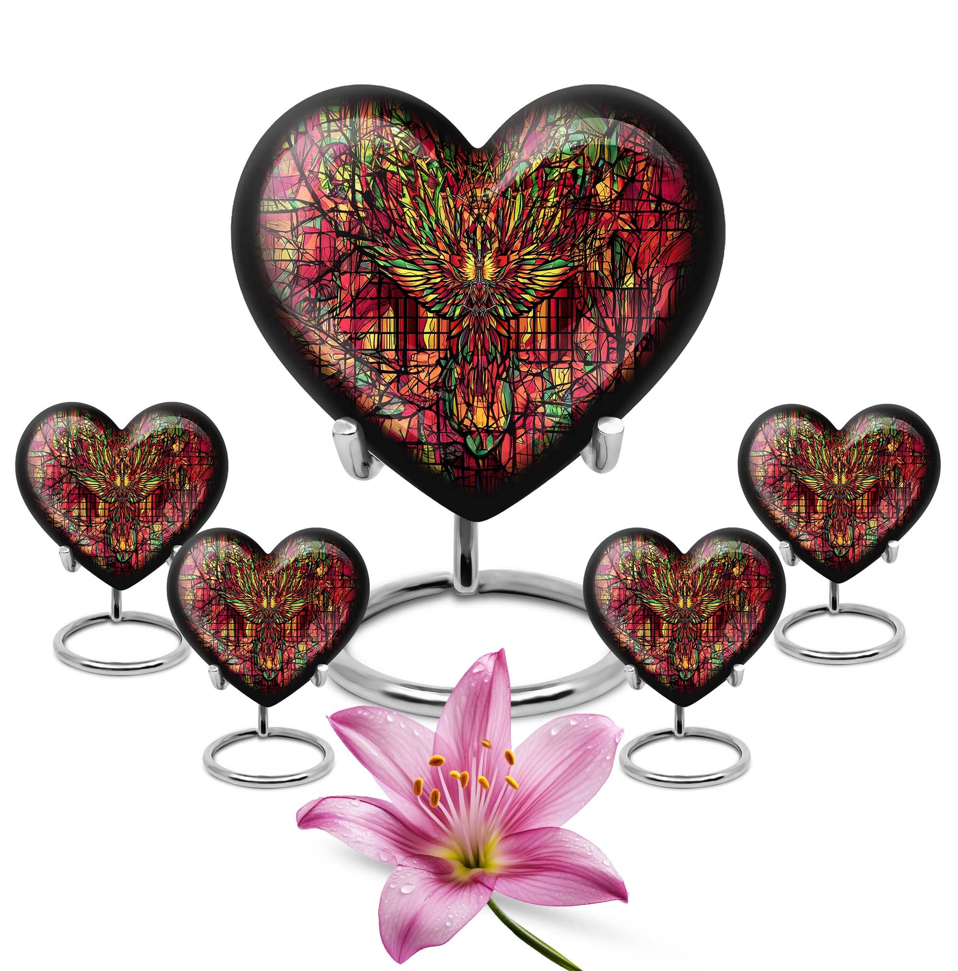 10 inch heart-shaped Phoenix Urn, 