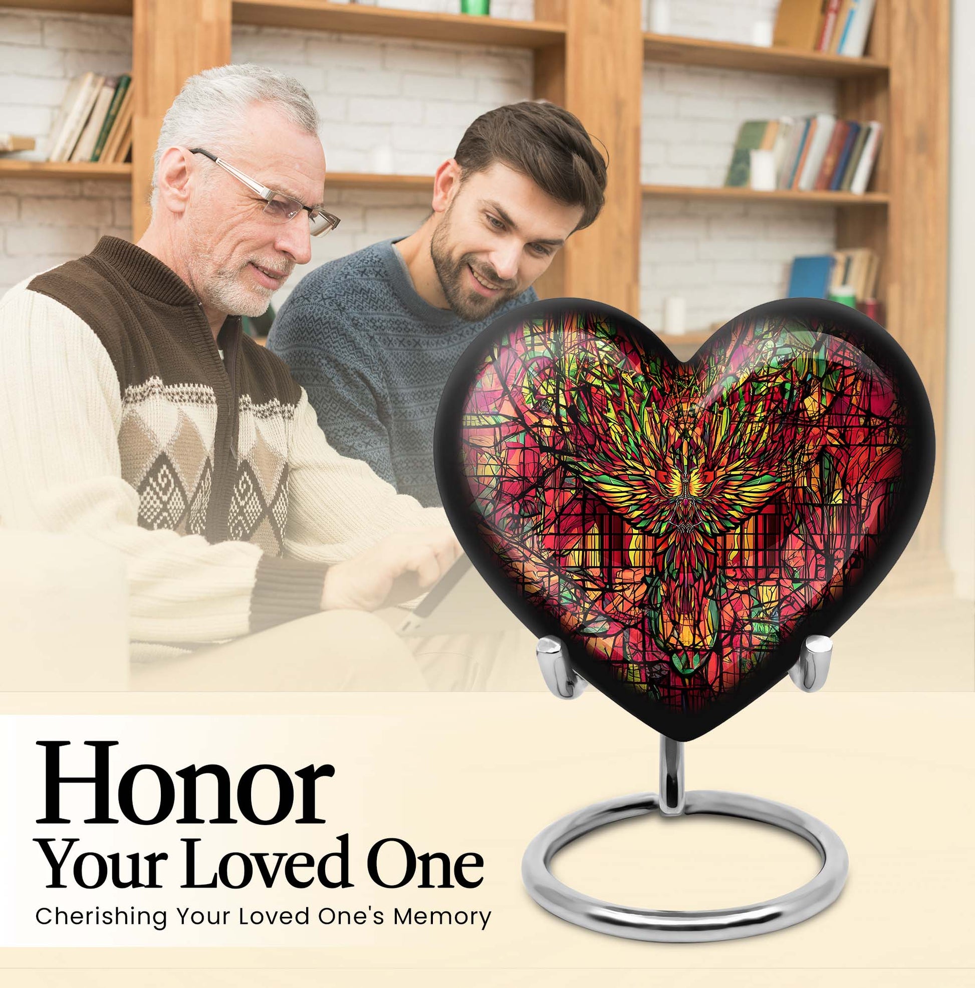 10 inch heart-shaped Phoenix Urn, 