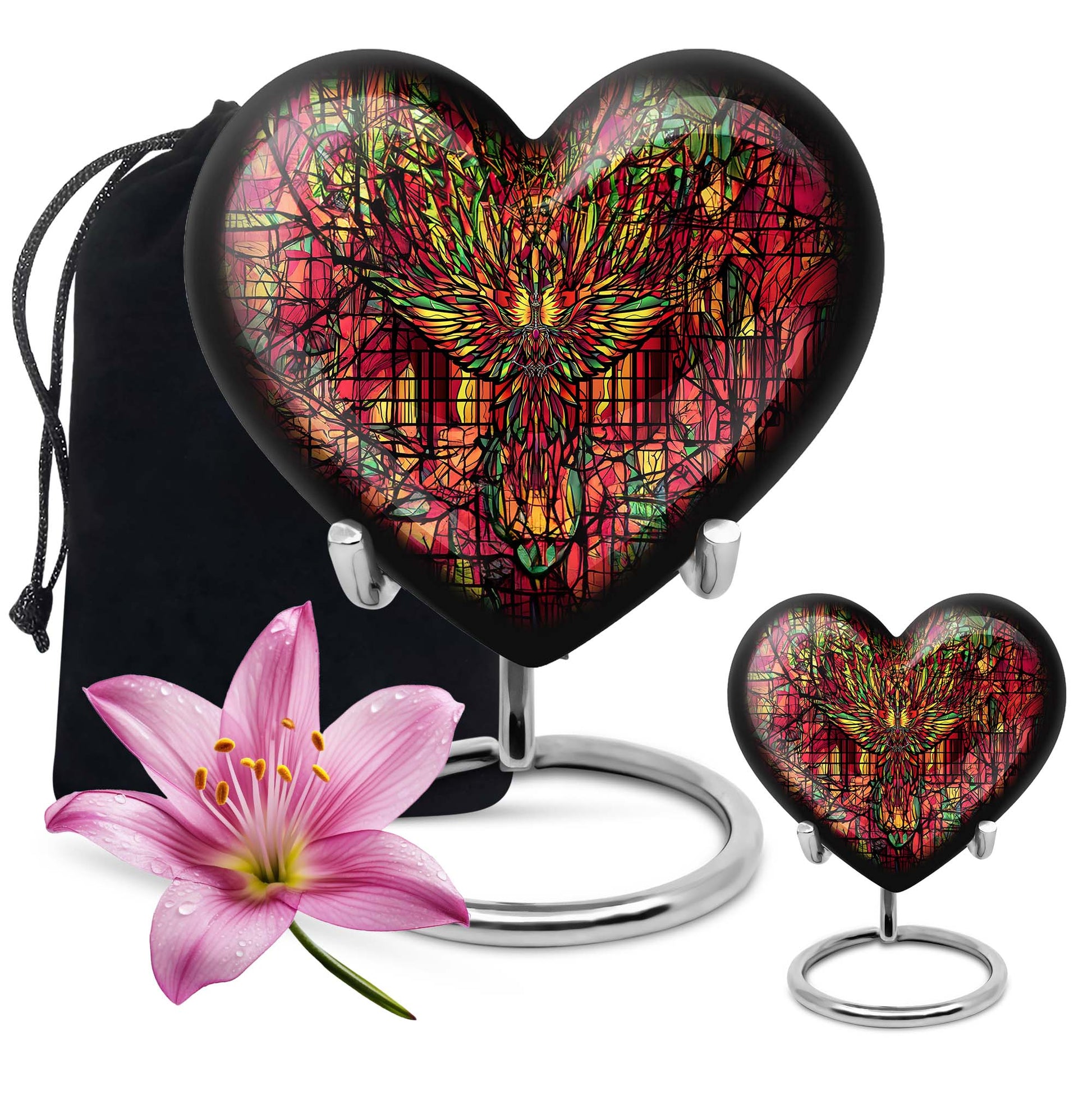 10 inch heart-shaped Phoenix Urn, 