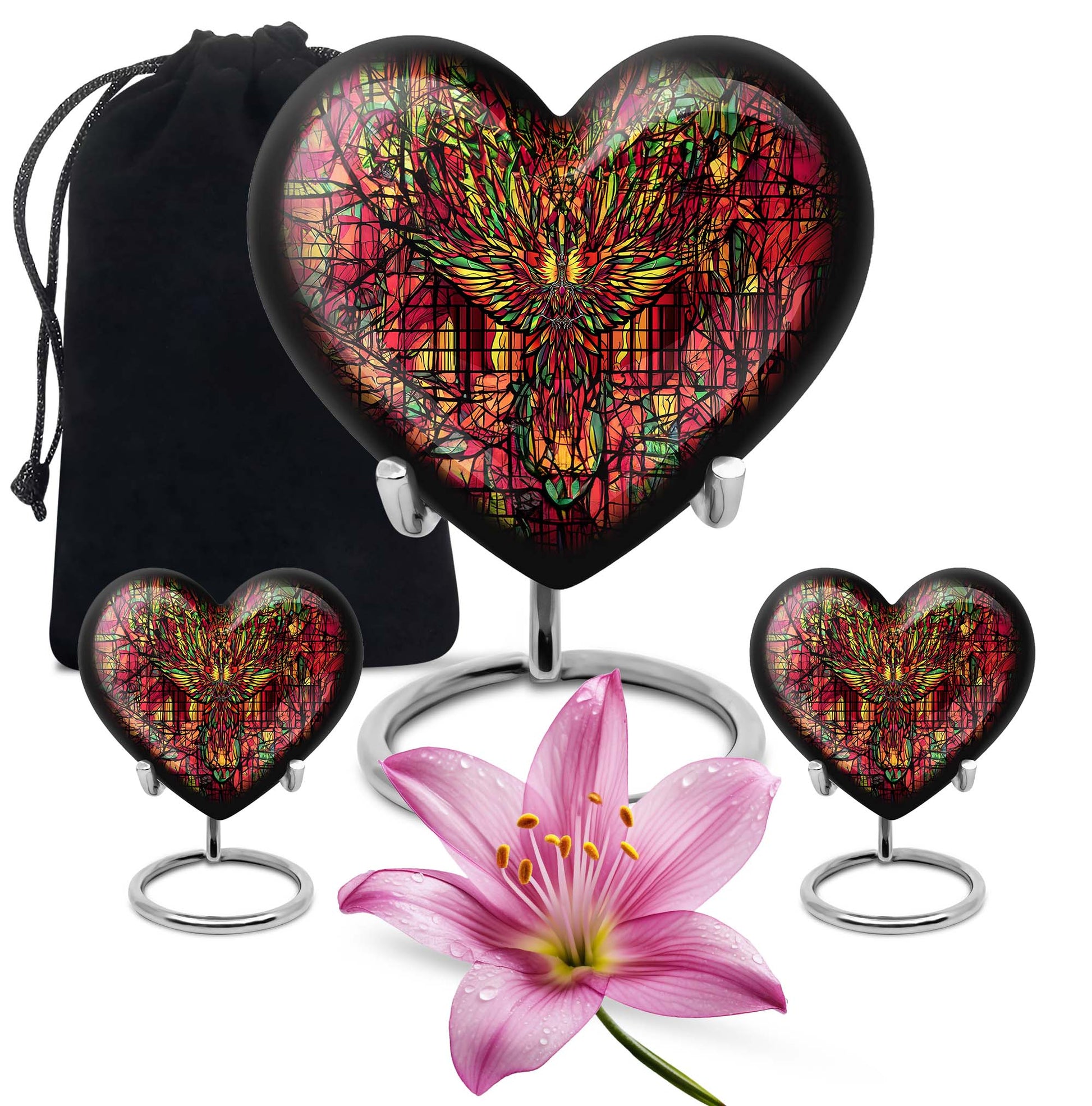 10 inch heart-shaped Phoenix Urn, 