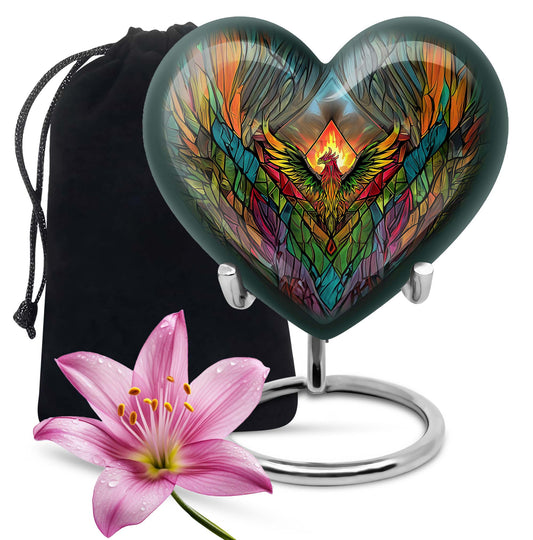 heart-shaped phoenix urn.