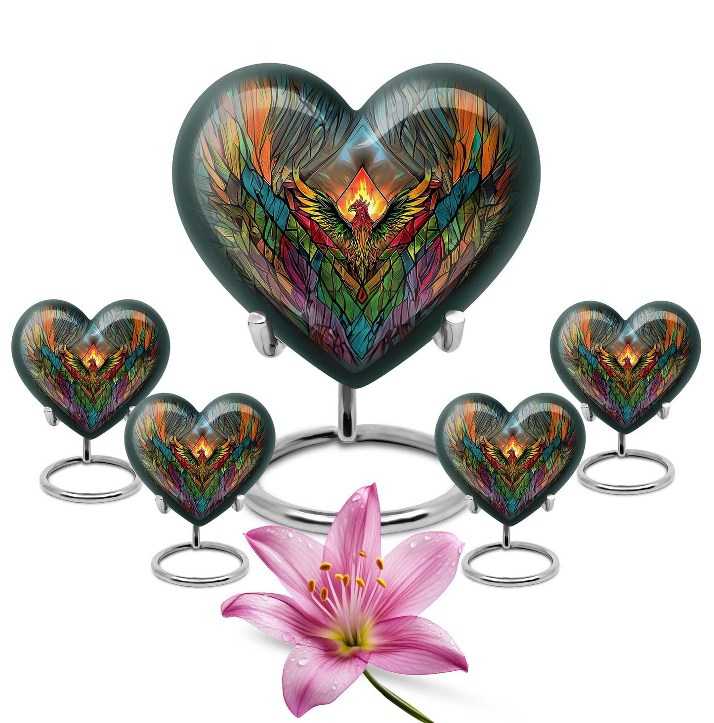 heart-shaped phoenix urn.
