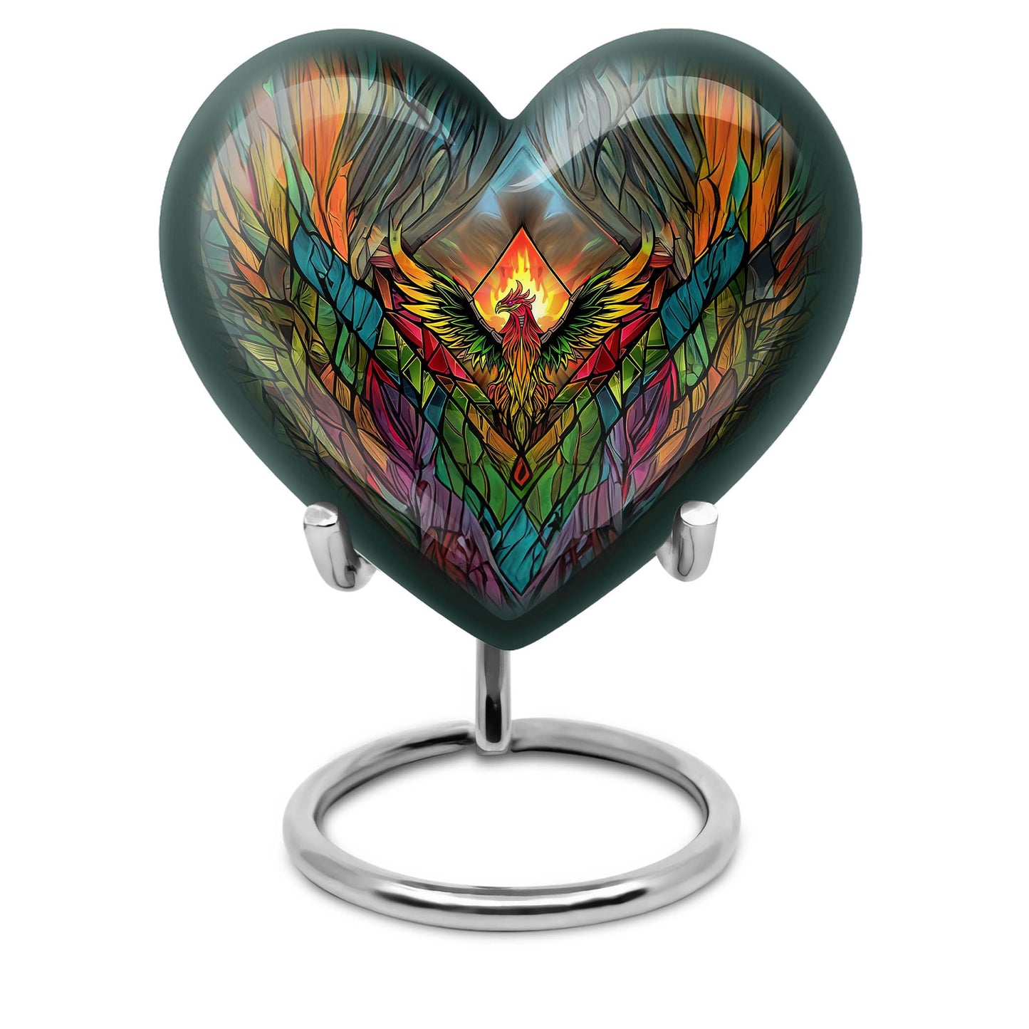heart-shaped phoenix urn.