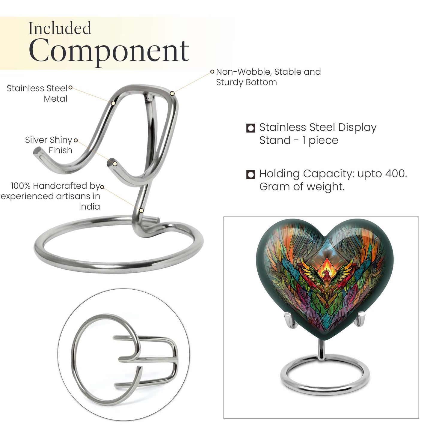 heart-shaped phoenix urn.