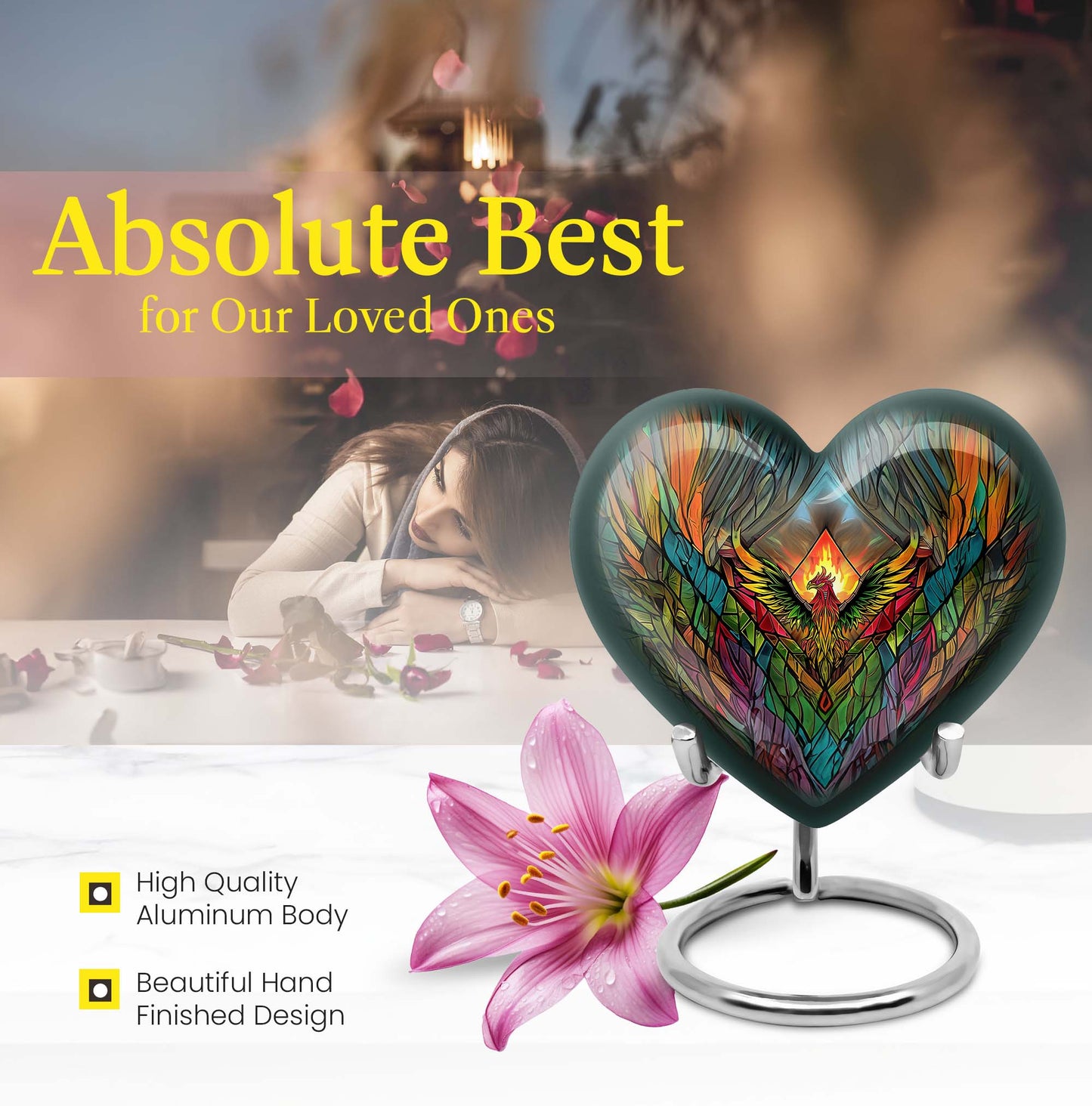 heart-shaped phoenix urn.