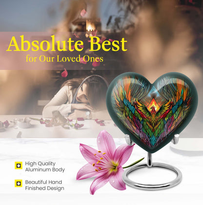 heart-shaped phoenix urn.