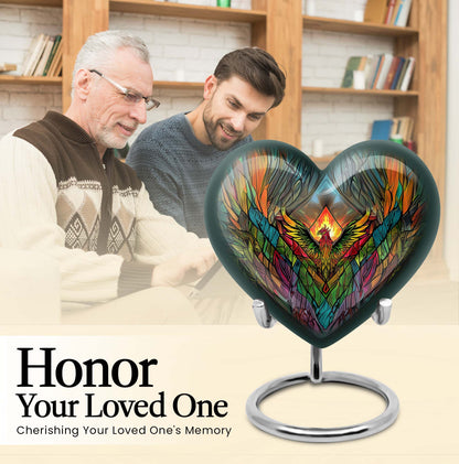 heart-shaped phoenix urn.