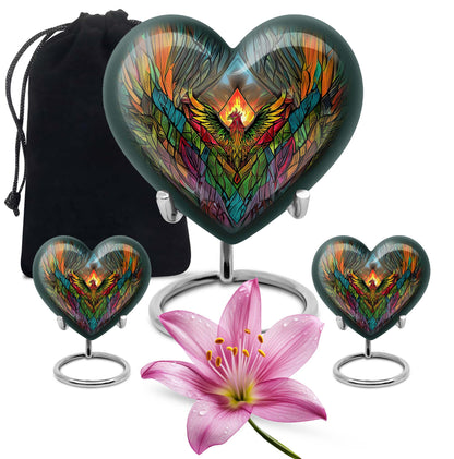 heart-shaped phoenix urn.