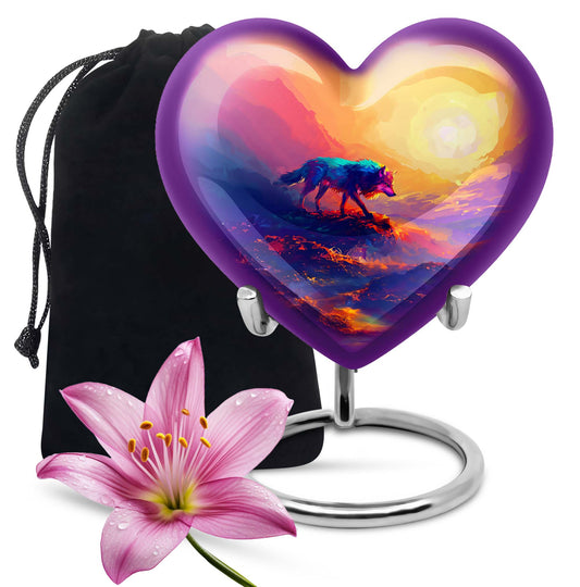 heart-shaped wolf urn