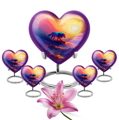 heart-shaped wolf urn