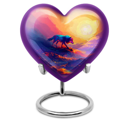heart-shaped wolf urn