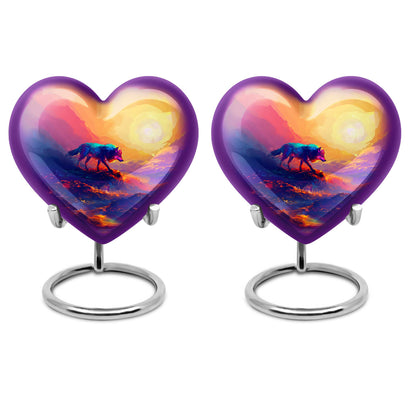 heart-shaped wolf urn