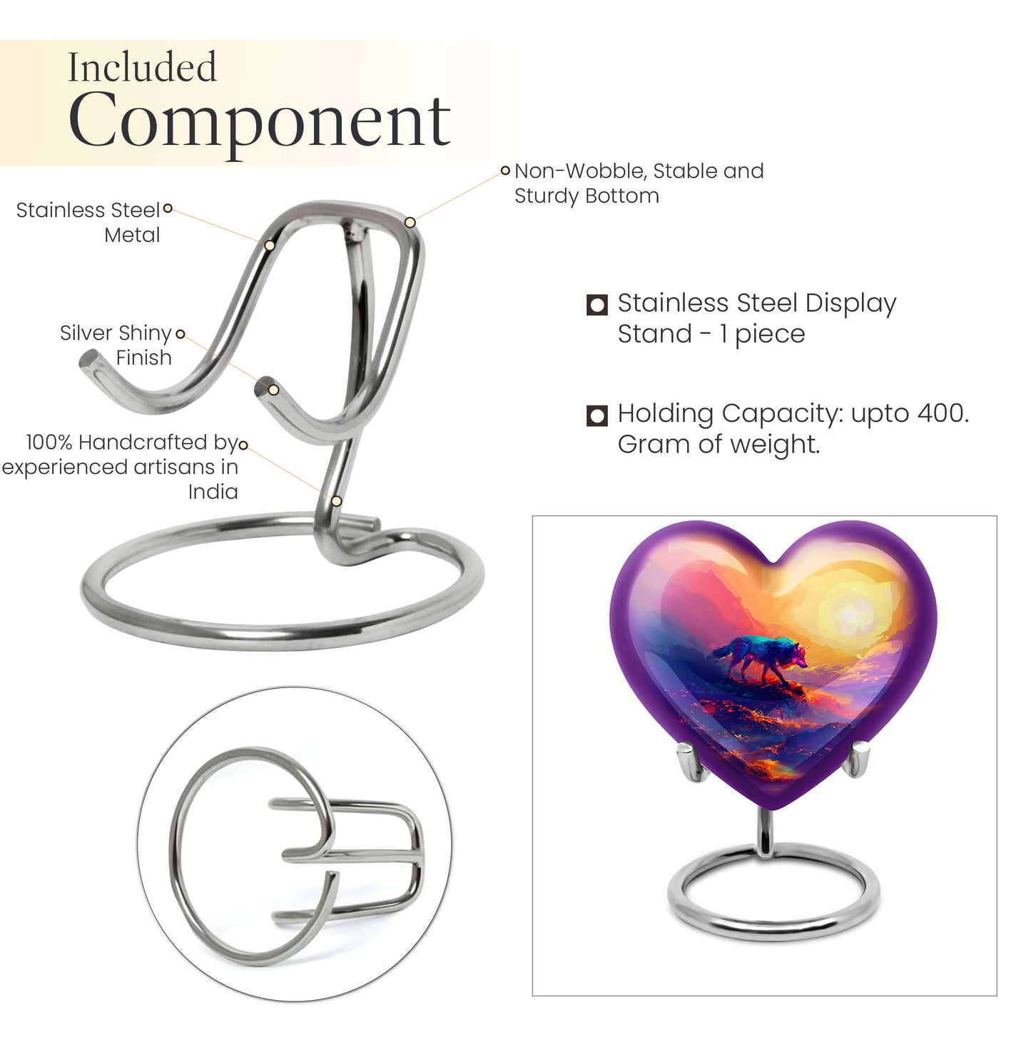 heart-shaped wolf urn