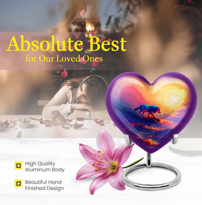 heart-shaped wolf urn