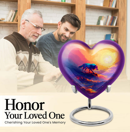 heart-shaped wolf urn