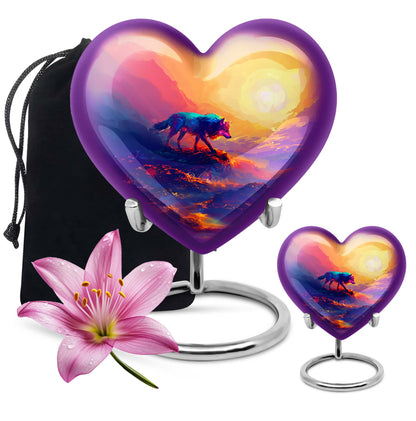heart-shaped wolf urn