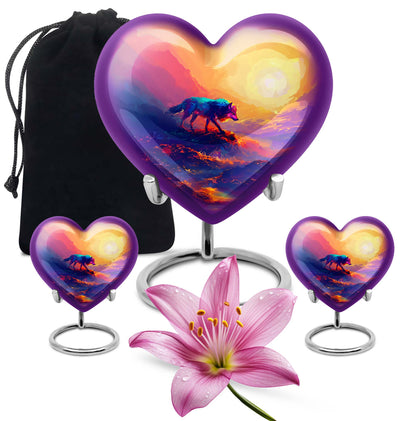 heart-shaped wolf urn