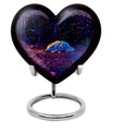Heart-shaped 10-inch wolf urn, large aluminum cremation urn for adult ashes with customization option