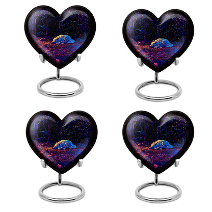 Heart-shaped 10-inch wolf urn, large aluminum cremation urn for adult ashes with customization option
