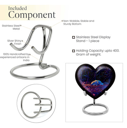 Heart-shaped 10-inch wolf urn, large aluminum cremation urn for adult ashes with customization option