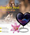 Heart-shaped 10-inch wolf urn, large aluminum cremation urn for adult ashes with customization option