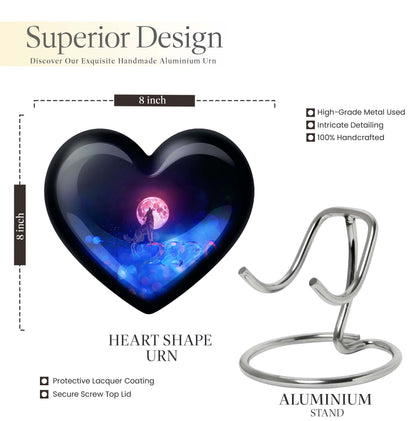 10-inch heart-shaped wolf urn, aluminium funeral cremation urns for women