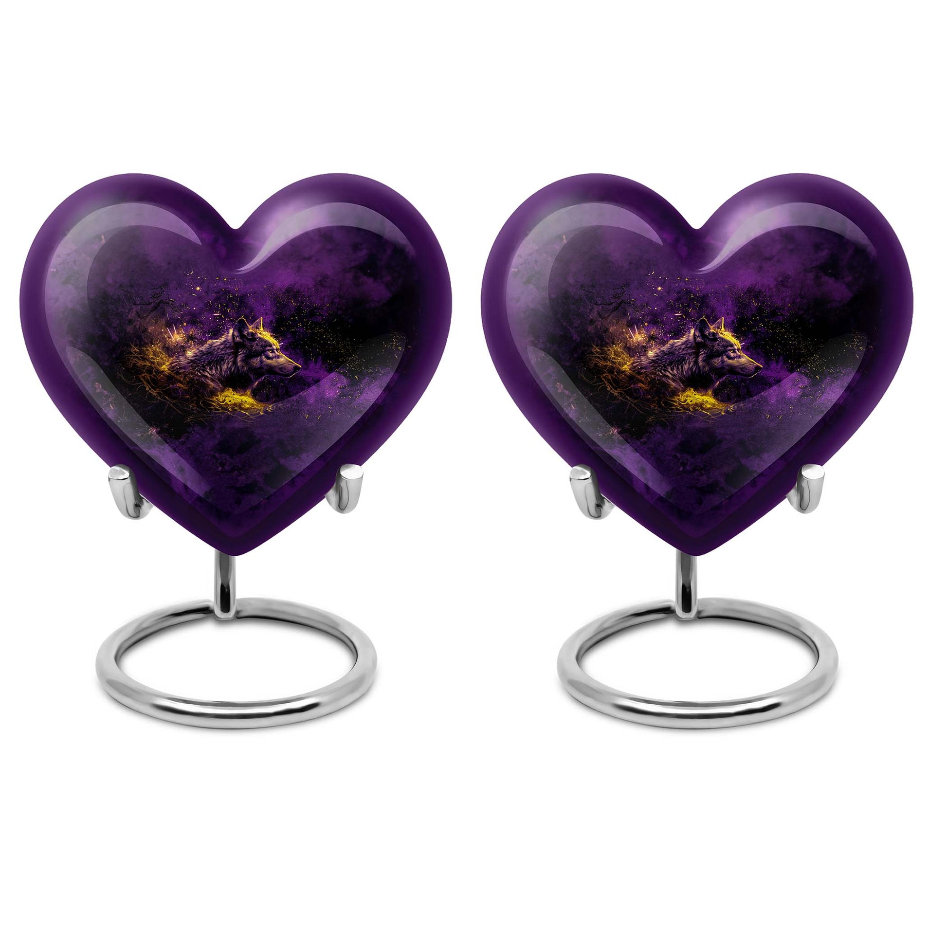 10-inch heart-shaped wolf urn
