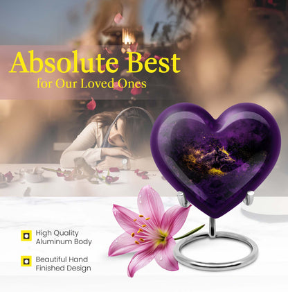 10-inch heart-shaped wolf urn