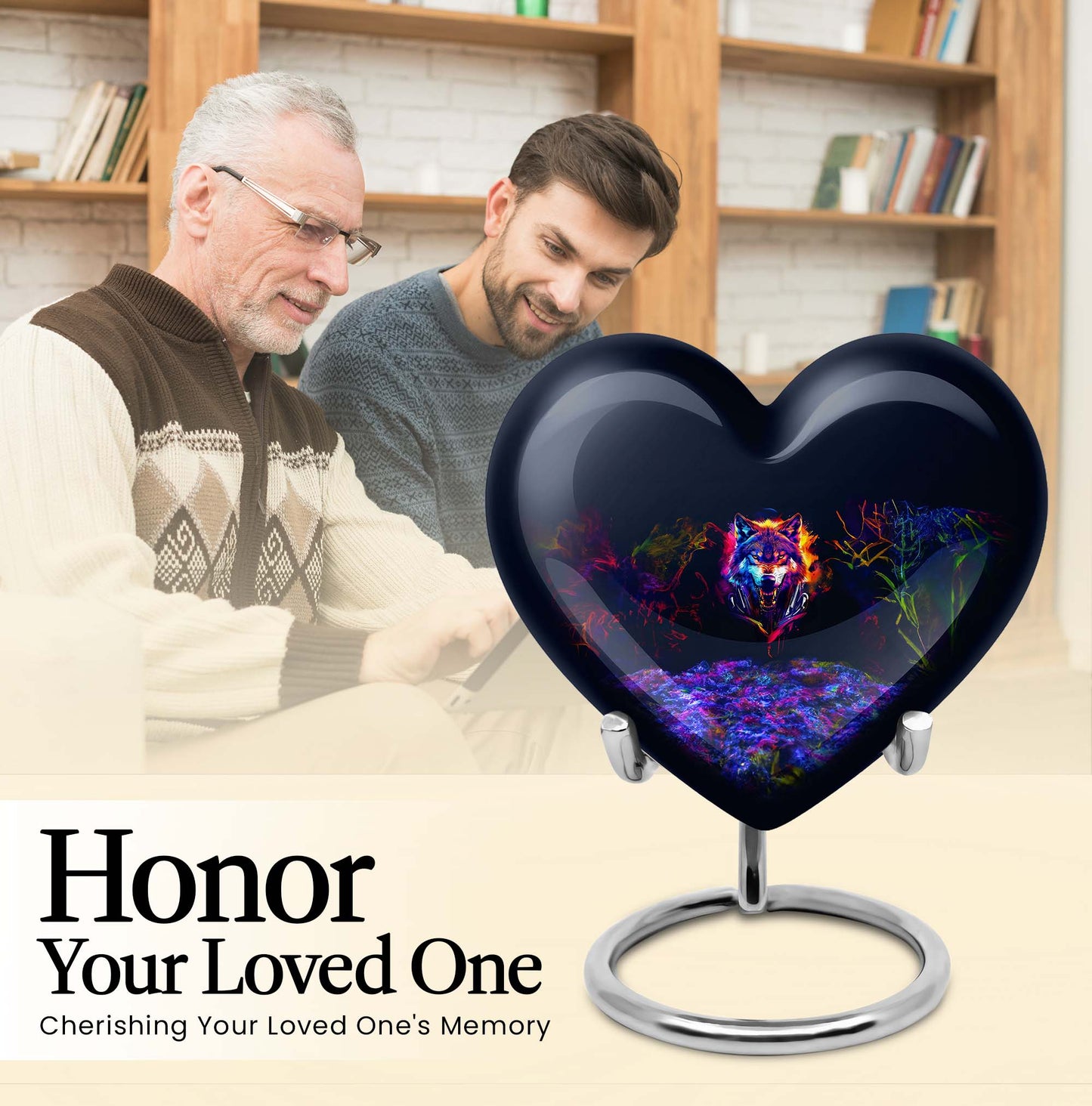 Wolf Heart Urn for ashes
