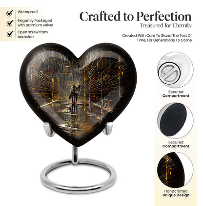 heart-shaped wolf urn