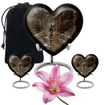 heart-shaped wolf urn