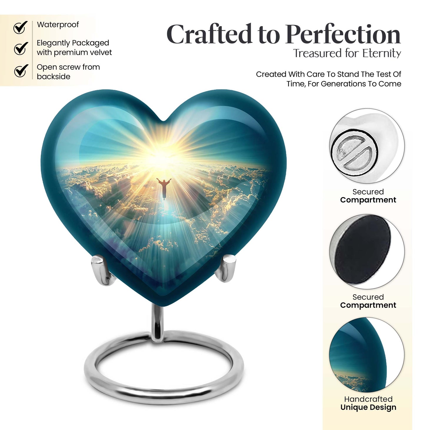 heart shaped Jesus urn for cremation ashes