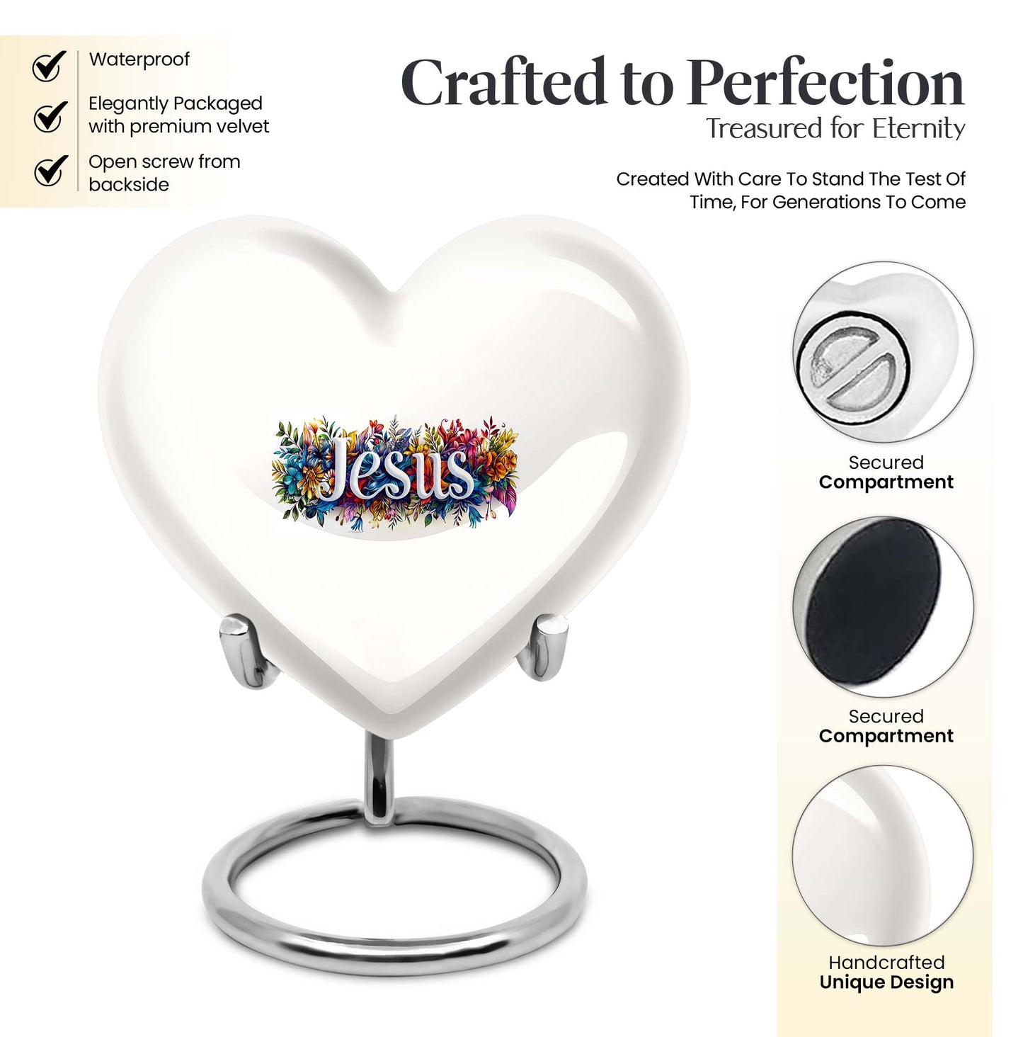 10 inch heart-shaped Jesus Urn for cremation ashes 