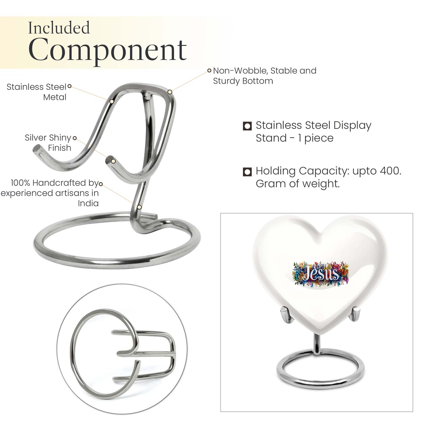 10 inch heart-shaped Jesus Urn for cremation ashes 