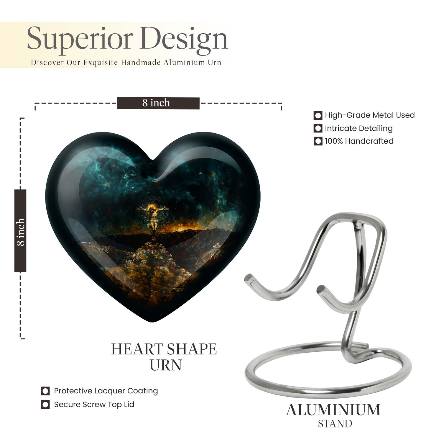 Jesus Urn, heart-shaped urn