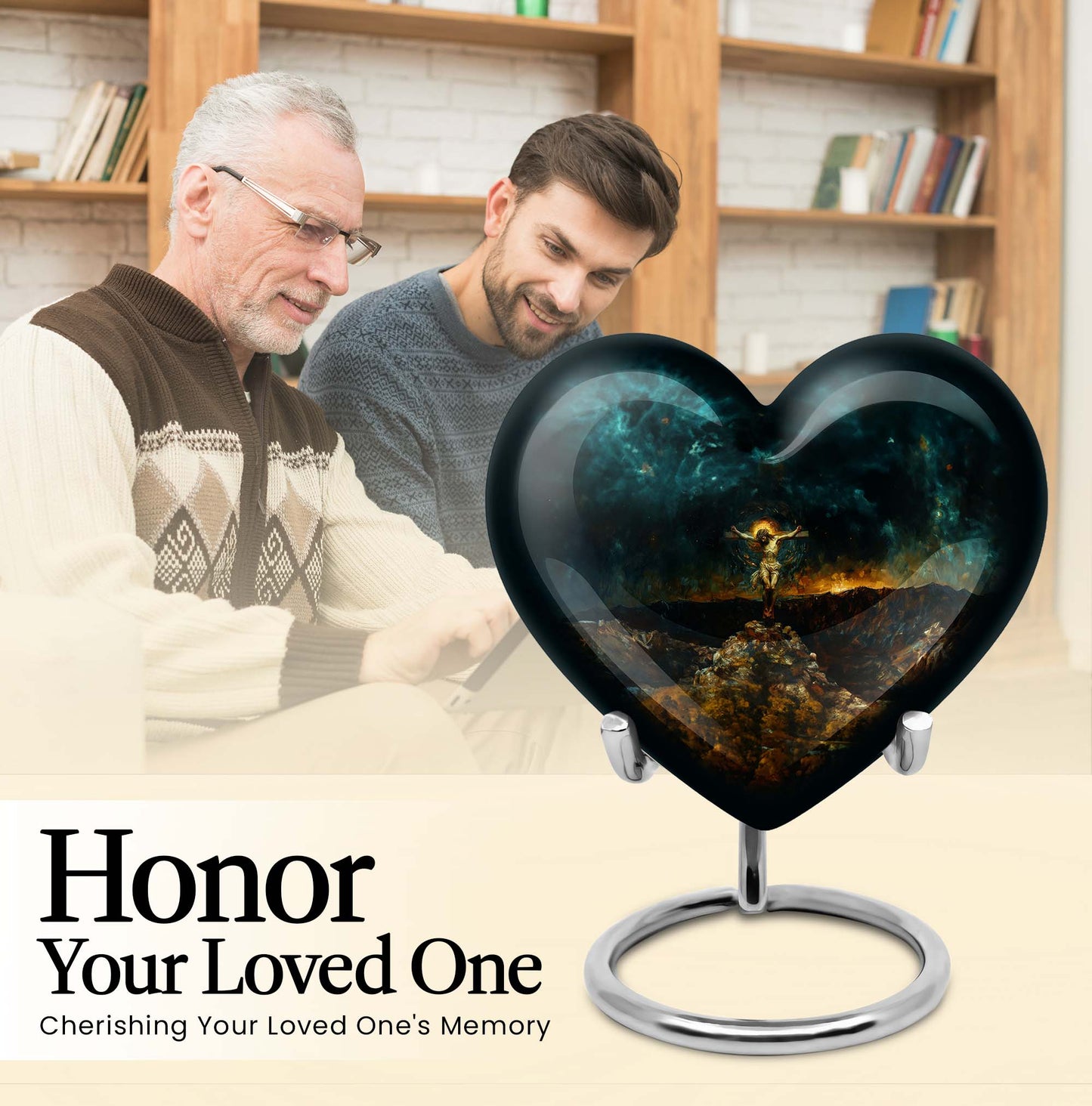 Jesus Urn, heart-shaped urn